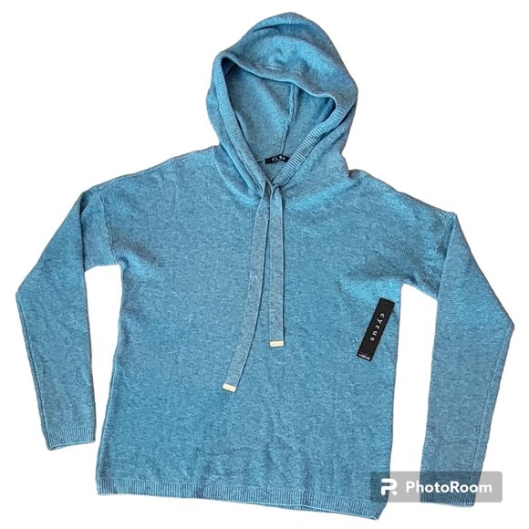 Cyrus Waffle Knit Pullover Drop Shoulder Hoodie Teal Heather Sz M NEW NWT - Picture 1 of 14